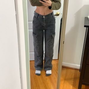 Topshop black baggy cargo jeans